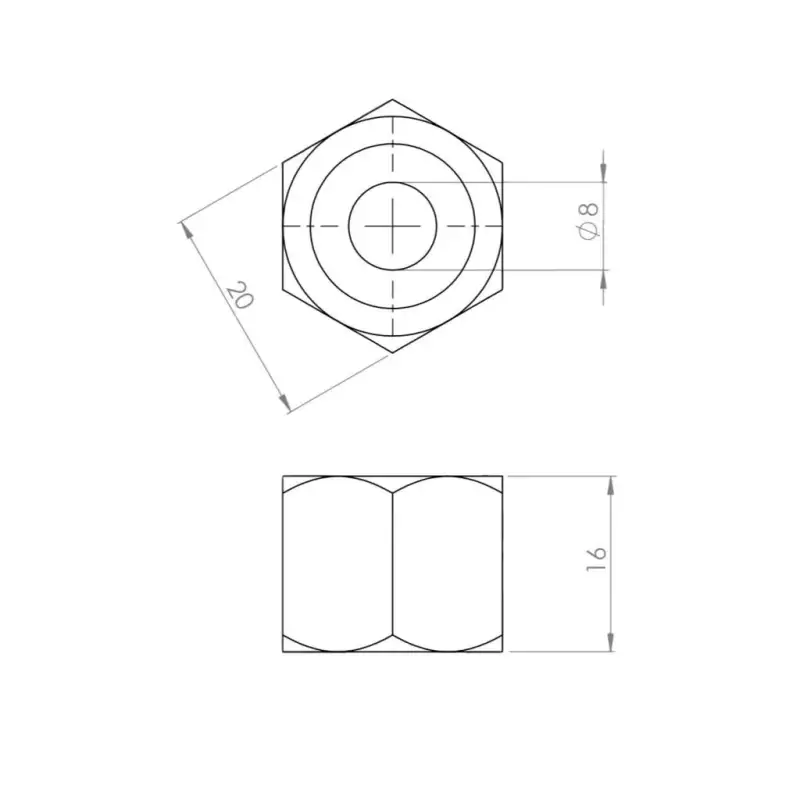 Brass nut 3/8 for 8mm welding cap