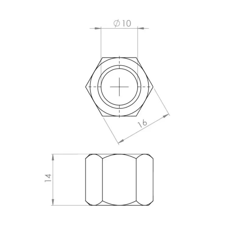 Brass nut 1/4 for 10mm welding cap