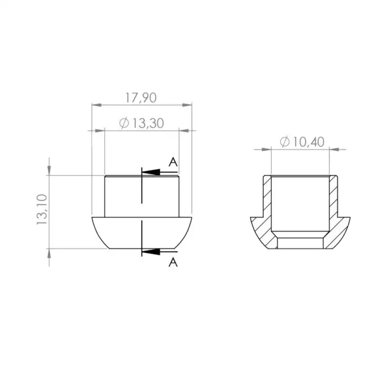 Welding end cap dia 10 nut 1/2" nut