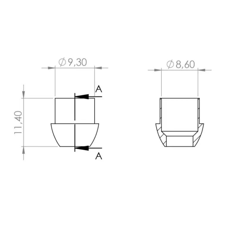 welding end cap dia 8 mm nut 1/4"