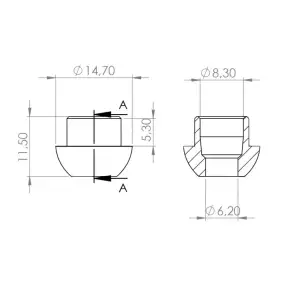 Welding end cap dia 8 mm nut 3/8"