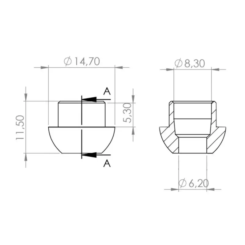 Welding end cap dia 8 mm nut 3/8"