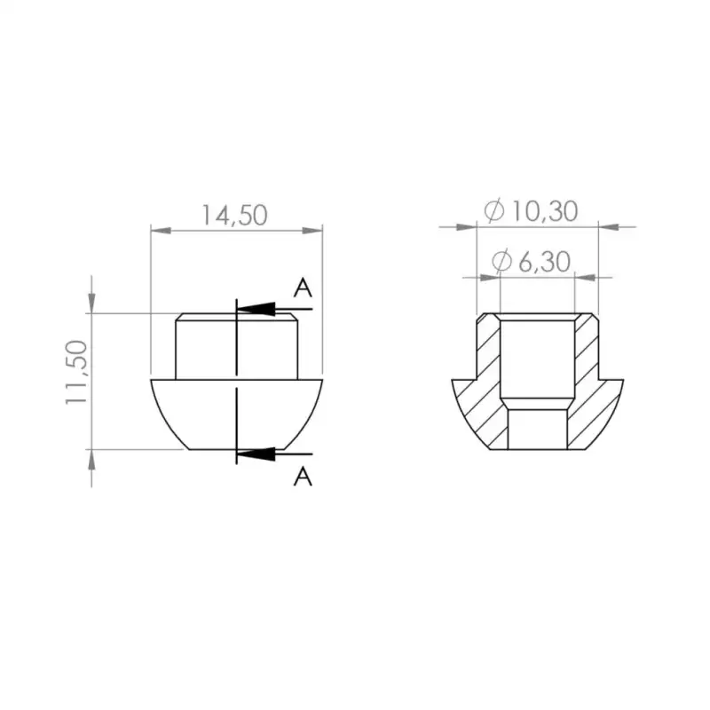 Welding end cap dia 6 mm nut 3/8"