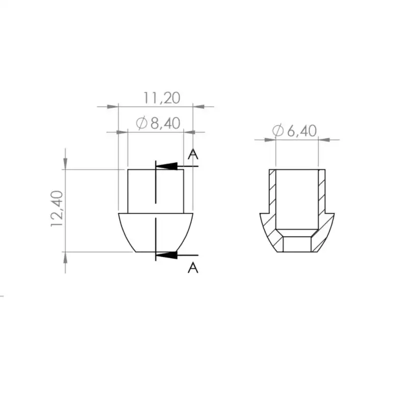 Welding end cap dia 6 mm nut 1/4"